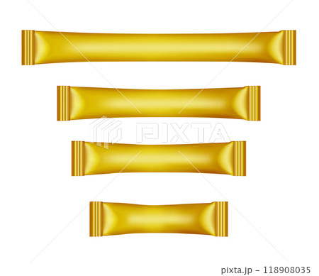 Gold disposable packaging for snacks, food, sugar and spices 118908035