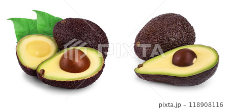 avocado and half isolated on white background 118908116