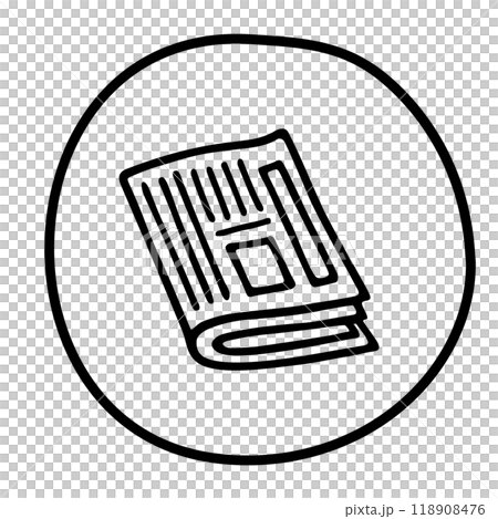 Doodle newspaper icon or logo, hand drawn with thin black line 118908476