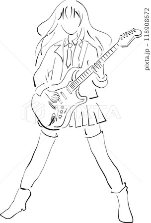 ギタリストの線画 118908672