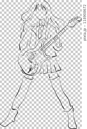 ギタリストの線画 118908672