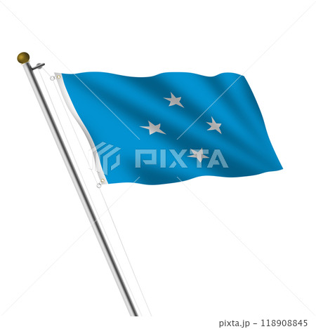 Micronesia Flagpole 3d illustration on white with clipping path Micronesia Flagpole 3d illustration on white with clipping path 118908845