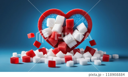 red hard and white sugar cube 118908884