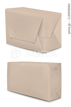 Brown paper or foil packaging for butter and  margarine. Realistic vector image 118909060