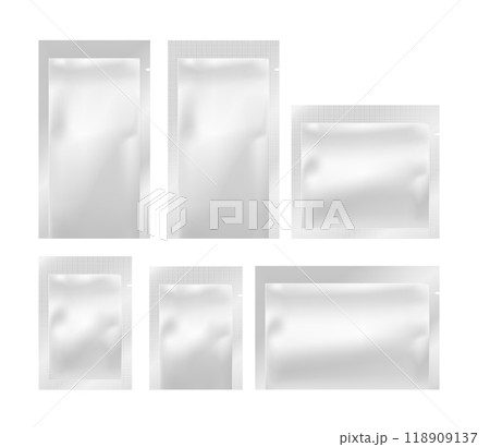 White empty plastic packaging. Foil or plastic sachet for food or medicines 118909137