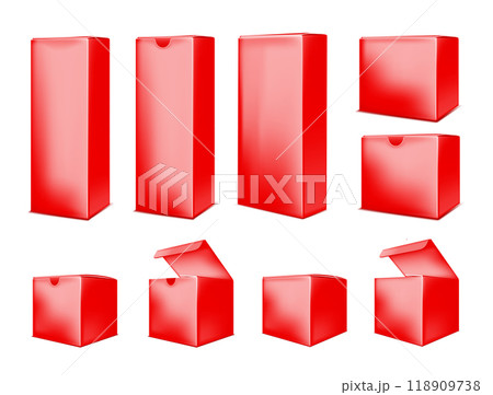 Red paper box on white background 118909738