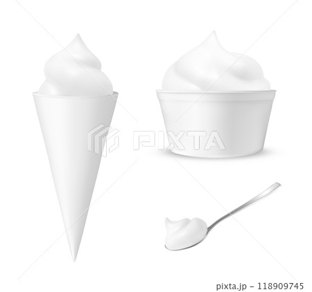 Ice cream in a cup with a spoon 118909745