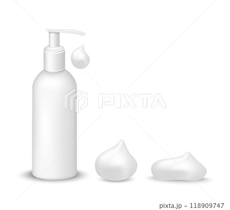 White plastic bottle with pump dispenser 118909747