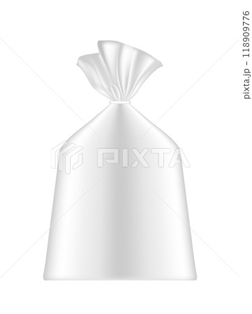 White blank foil or paper packaging. Sachet for bread, coffee, sweets, cookies and gift White blank foil or paper packaging. Sachet for bread, coffee, sweets, cookies and gift 118909776