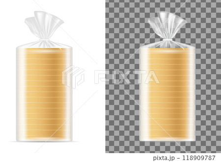 Transparent blank packaging with white bread Transparent blank packaging with white bread 118909787