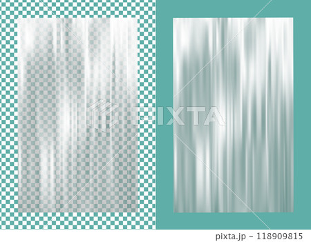Realistic transparent vector plastic wrapper on green background 118909815