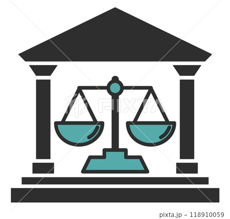正確な天秤で裁判をする裁判所の建物アイコン 118910059