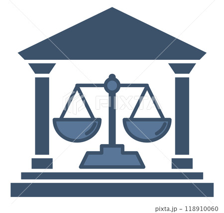 正確な天秤で裁判をする裁判所の建物アイコン 正確な天秤で裁判をする裁判所の建物アイコン 118910060