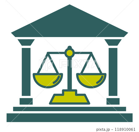 正確な天秤で裁判をする裁判所の建物アイコン 118910061