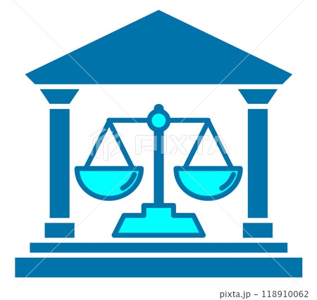 正確な天秤で裁判をする裁判所の建物アイコン 正確な天秤で裁判をする裁判所の建物アイコン 118910062