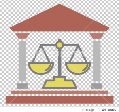 正確な天秤で裁判をする裁判所の建物アイコン 118910063