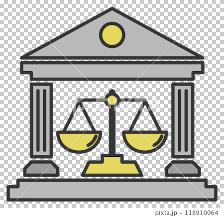 Court building icon with accurate scales Court building icon with accurate scales 118910064