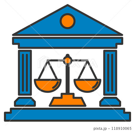 正確な天秤で裁判をする裁判所の建物アイコン 118910065