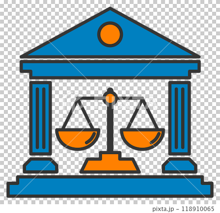 正確な天秤で裁判をする裁判所の建物アイコン 118910065