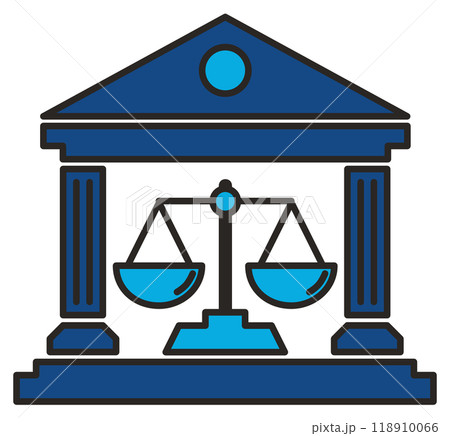 正確な天秤で裁判をする裁判所の建物アイコン 118910066