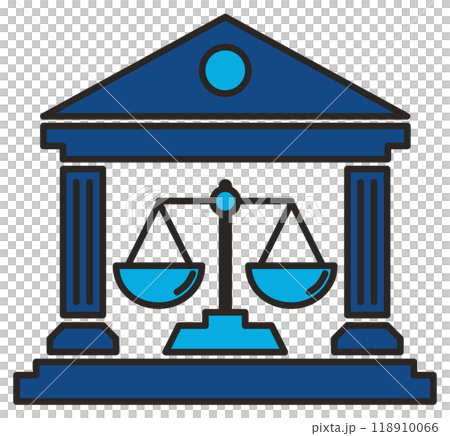 正確な天秤で裁判をする裁判所の建物アイコン 118910066