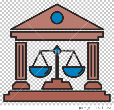 正確な天秤で裁判をする裁判所の建物アイコン 118910068
