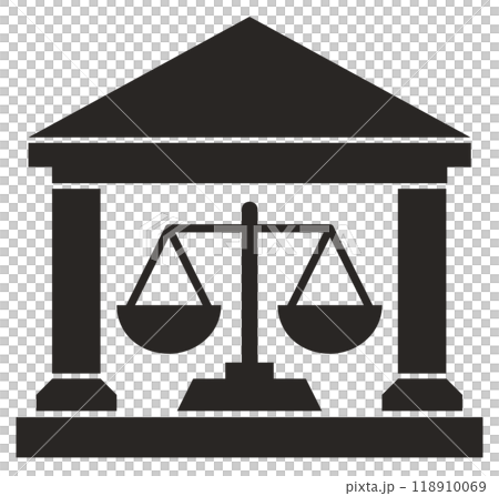 Court building icon with accurate scales Court building icon with accurate scales 118910069