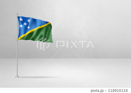 Solomon Islands flag isolated on white concrete wall background 118910128