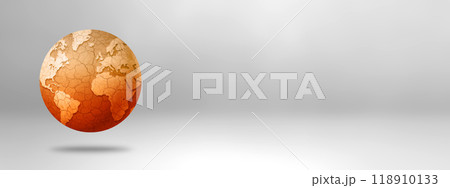 Dry and cracked world globe isolated on white background. Global warming symbol Dry and cracked world globe isolated on white background. Global warming symbol 118910133