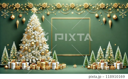 クリスマスの飾りがついたフレームのイラスト 118910169