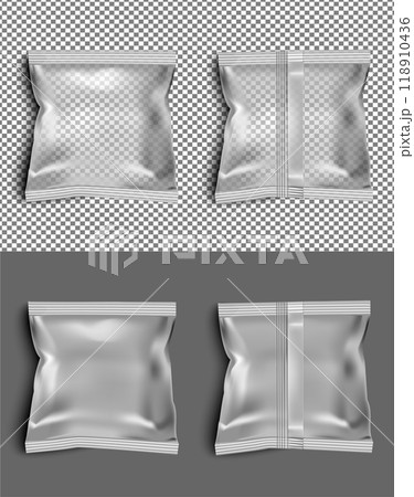 Black transparent foil food snack pack for chips, candy and other products Black transparent foil food snack pack for chips, candy and other products 118910436