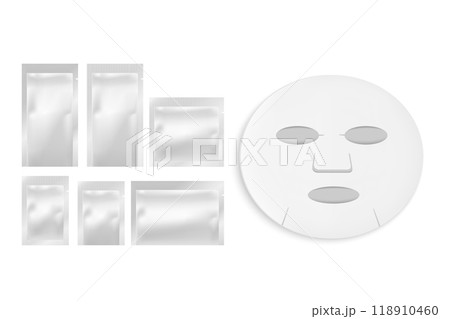 Cosmetic sheet mask. Blank foil or plastic sachet for medicines 118910460