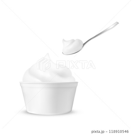 Ice cream in a cup with a spoon 118910546