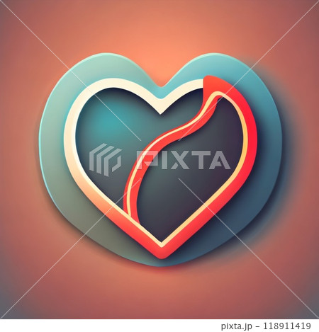 Heart shape. Love illustration. Design for Valentine's day card background. Web icon, symbol, sign. Romantic wedding invitation. Bright heart. Created with generative AI tools 118911419