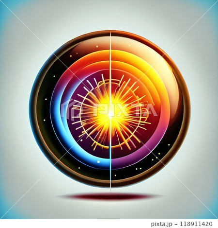 An image of the Higgs boson, also known as the God particle, abstract cosmic background. Created with generative AI tools 118911420