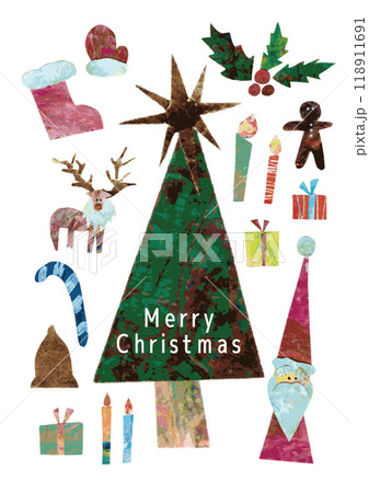 絵の具でペイントした紙で作ったクリスマスカード縦 絵の具でペイントした紙で作ったクリスマスカード縦 118911691
