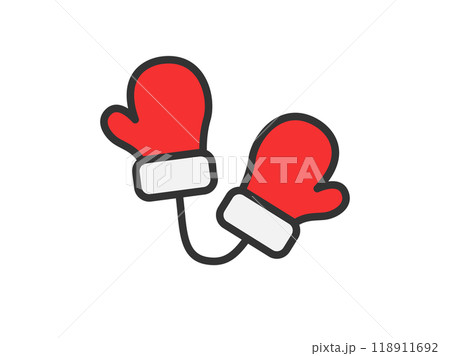 サンタクロースの手袋のアイコン(線画カラー)のイラスト サンタクロースの手袋のアイコン(線画カラー)のイラスト 118911692