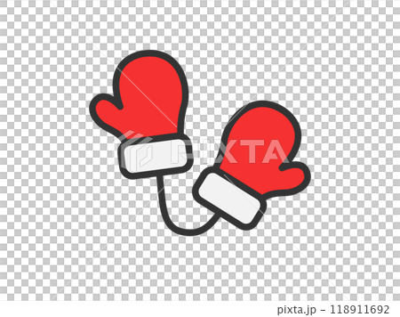 サンタクロースの手袋のアイコン(線画カラー)のイラスト サンタクロースの手袋のアイコン(線画カラー)のイラスト 118911692