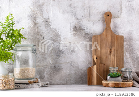 Kitchen counter top with cutting board Kitchen counter top with cutting board 118912586