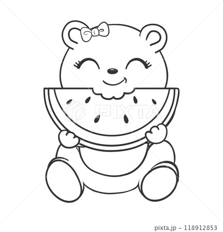 Teddy bear contour. Doodle style hand-drawn to. Outline drawing. Black and white image. 118912853