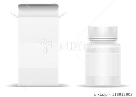 White plastic medical drug bottle realistic mockup 118912902