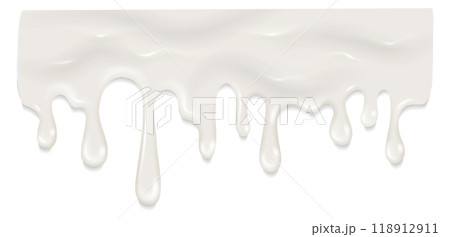 Dripping milk border. Realistic white cream drops Dripping milk border. Realistic white cream drops 118912911