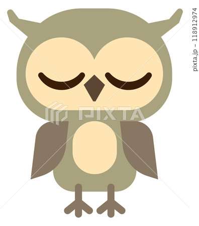 Sleeping owl character. Night bird color icon Sleeping owl character. Night bird color icon 118912974