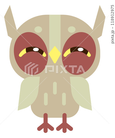 Tired owl color character. Sleepy bird icon Tired owl color character. Sleepy bird icon 118912975