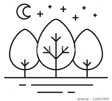 Forest night line icon. Nature landscape symbol 118913005