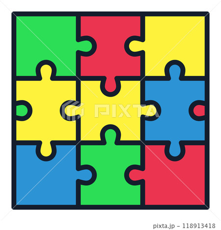 Creative Square Puzzle vector Jigsaw Puzzles colored icon or design element Creative Square Puzzle vector Jigsaw Puzzles colored icon or design element 118913418