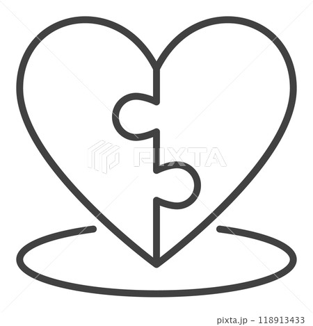 Jigsaw Puzzle Heart vector linear icon or symbol Jigsaw Puzzle Heart vector linear icon or symbol 118913433