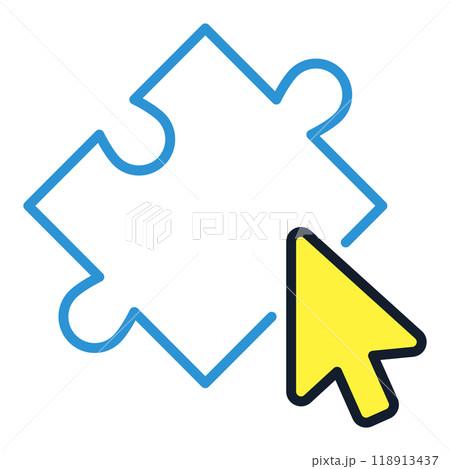 Mouse Click on Jigsaw Puzzle vector colored icon or design element 118913437