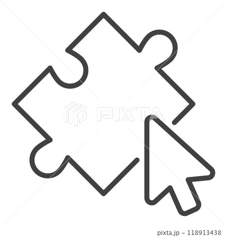 Mouse Cursor on Jigsaw Puzzle vector outline icon or symbol Mouse Cursor on Jigsaw Puzzle vector outline icon or symbol 118913438