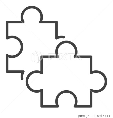 Pair of Jigsaw Puzzle Pieces vector linear icon or symbol 118913444
